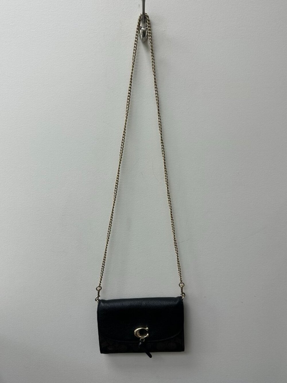COACH Remi Chain Crossbody in Black/Brown Signature Coated Canvas - Picture 2 of 7